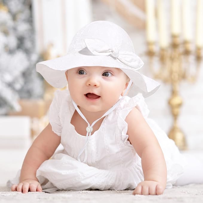 Baby Girl Sun Hat with UPF 50+ Outdoor Adjustable Beach Hat with Wide Brim - Image 5