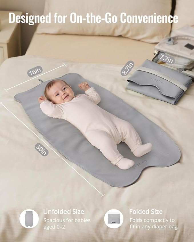 Blissful Diary Vegan Leather Portable Changing Pad, Wipeable & Waterproof Baby - Image 3