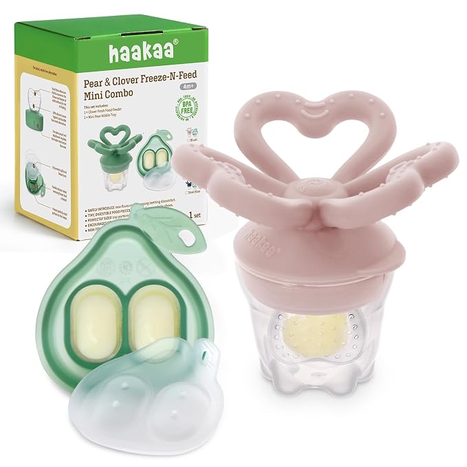 Haakaa Clover Baby Fruit Feeder Teether & Mini Freezer Nibble Tray – BPA-Free by haakaa