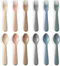 12 Pieces Toddler Utensils Set, Plastic Spoons and Forks Set by POIKSHARK