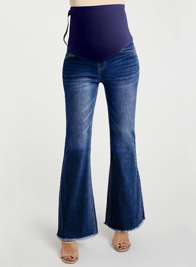 BLENCOT Maternity Jeans for Women Over Belly Pregnancy Pants Comfy Pregnant - Image 2