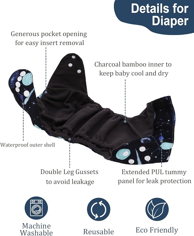 babygoal Reusable Charcoal Cloth Diapers - Image 4