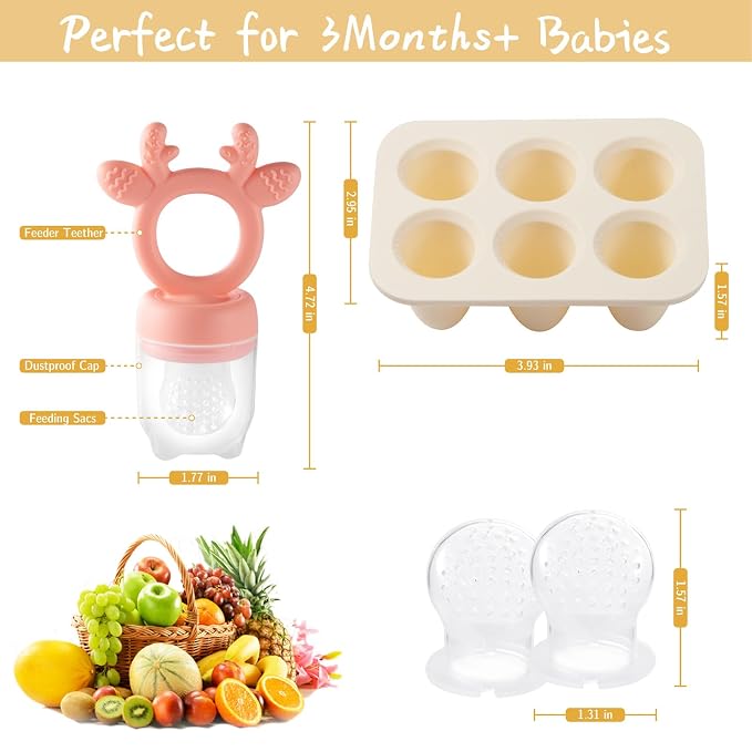 Baby Fruit Food Feeder with Breastmilk Popsicle Molds, Teething Toys Silicone - Image 4