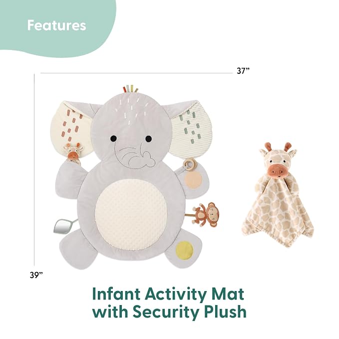 The Peanutshell Tummy Time Mat Girl and Bunny Baby Lovey- Baby Floor Play Mats - Image 2