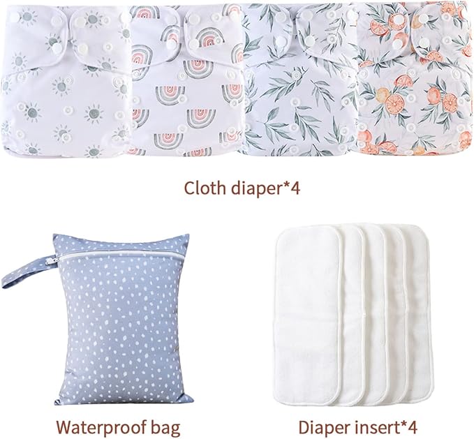 HappyFlute 9 Sets Newborn Baby Cloth Pocket Diapers One Size Adjustable Reusable - Image 2