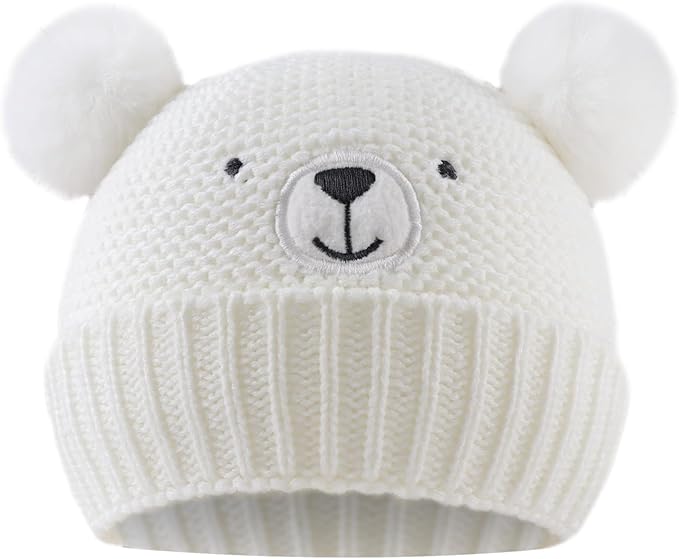JANGANNSA Cute Bear Baby Beanie Pompom Baby Boys Hat Infant Toddler Winter by JANGANNSA