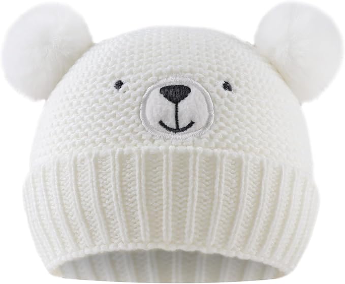 JANGANNSA Cute Bear Baby Beanie Pompom Baby Boys Hat Infant Toddler Winter by JANGANNSA