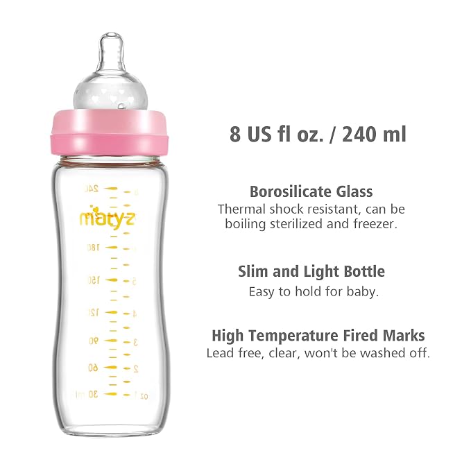 Matyz 8 Ounce Glass Baby Feeding Bottle - Image 3