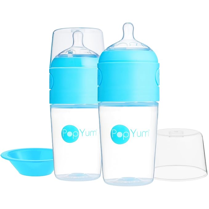 PopYum 9 oz Blue Anti-Colic Formula Making/Mixing/Dispenser Baby Bottles - Image 8