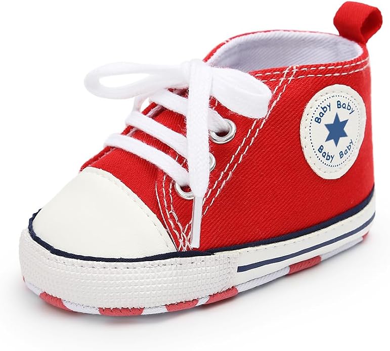 Meckior Baby Girls Boys Canvas Sneakers Soft Sole High-Top Ankle Infant First - Image 4