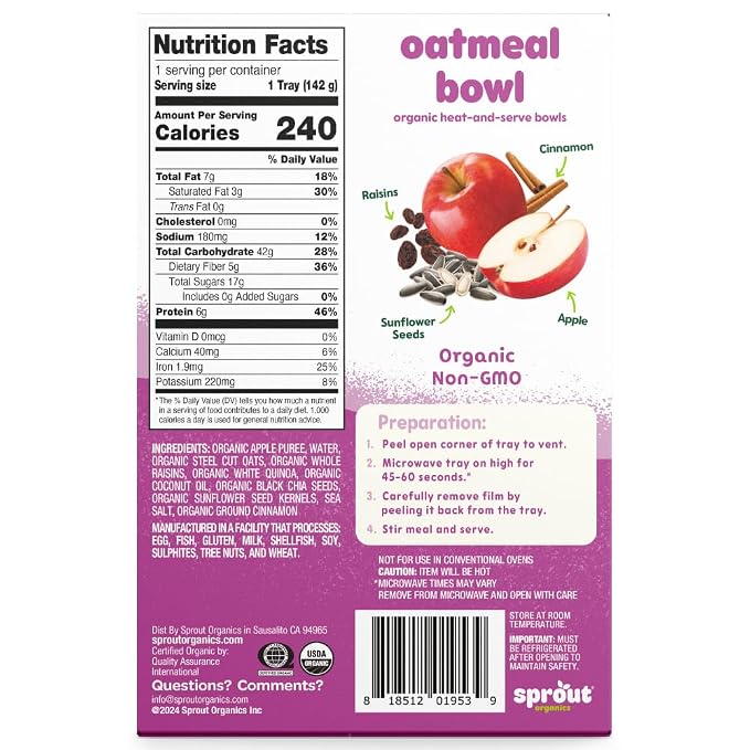 Sprout Organics, Toddler Meal, Apple Raisin Oatmeal - Image 2