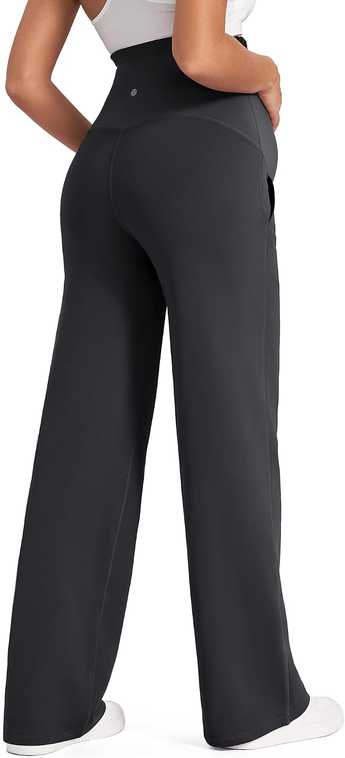 G4Free Fleece Lined Maternity Yoga Pants Over The Belly Stretchy Wide Leg Warm - Image 5