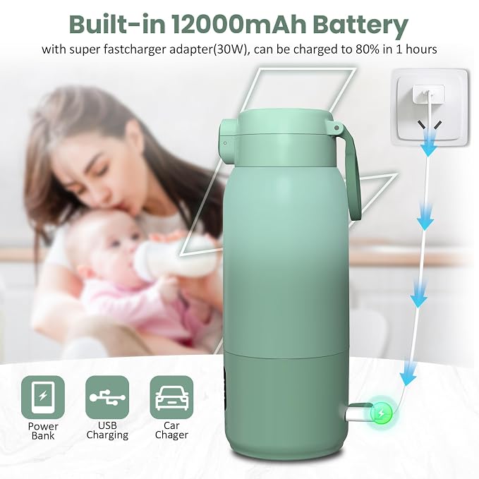 Portable Bottle Warmer for Travel, 17oz Portable Milk Warmer for Baby Fast - Image 4