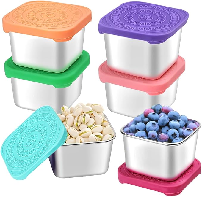 6Pack 6oz Stainless Steel Snack Containers by HTEVW
