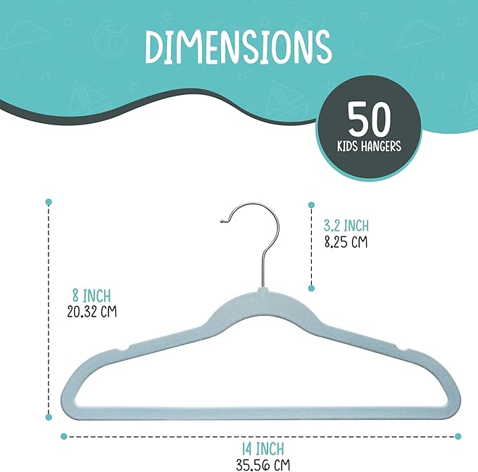 50 Premium Kids Velvet Hangers - Image 2