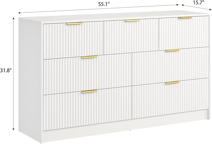 7 Drawers Dresser for Bedroom, Modern Chest of Drawers, Wood TV Stand Storage - Image 2