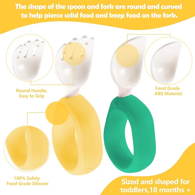 Baby Self Feeding Training Spoon and Fork Set - Image 3