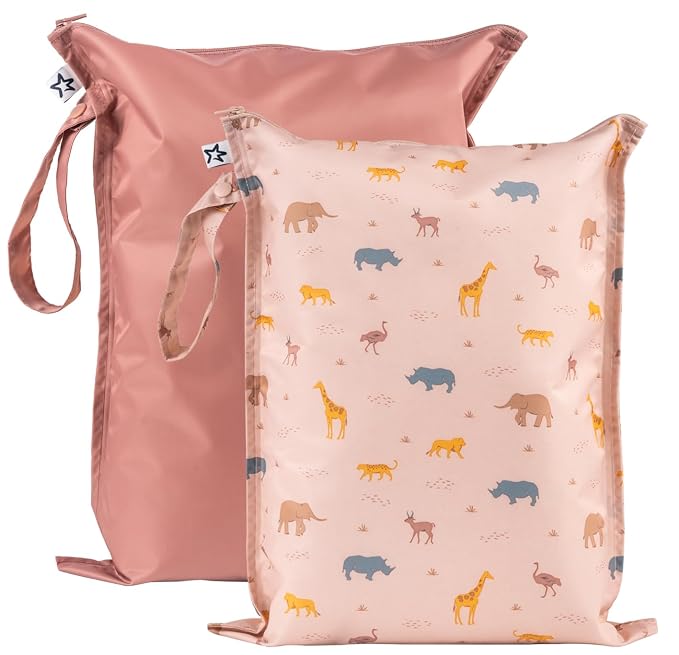 Tiny Twinkle Wet Dry Bag – 2 Pack Reusable Waterproof & Mess Proof Wet Bags by TinyTwinkle