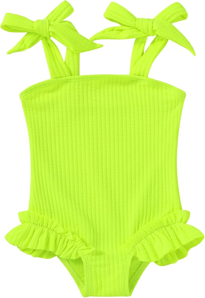 Happy Town Toddler Swimsuit Girl Solid Color Stripe One-Piece Baby Bathing Suits by HappyTown
