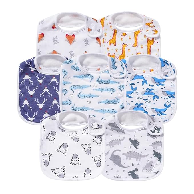 7 Pack Baby Cotton Absorbent Bibs by Gelisite