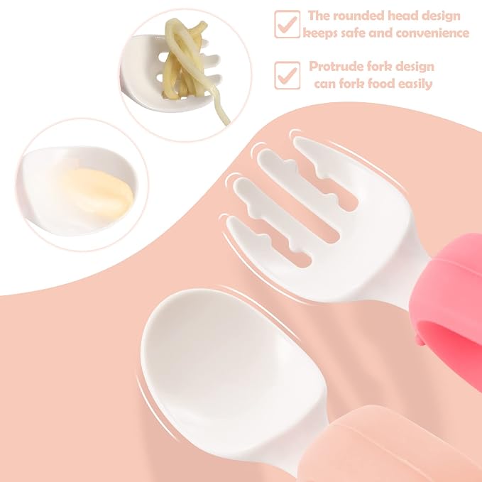 Baby Self Feeding Training Spoon and Fork Set - Image 3