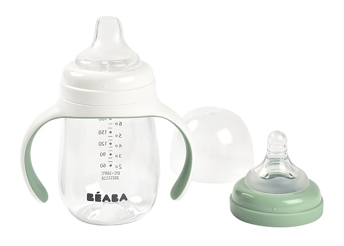 BEABA 2-in-1 Baby Bottle to Transition Sippy Cup, No Spill Sippy Cup, Includes - Image 2