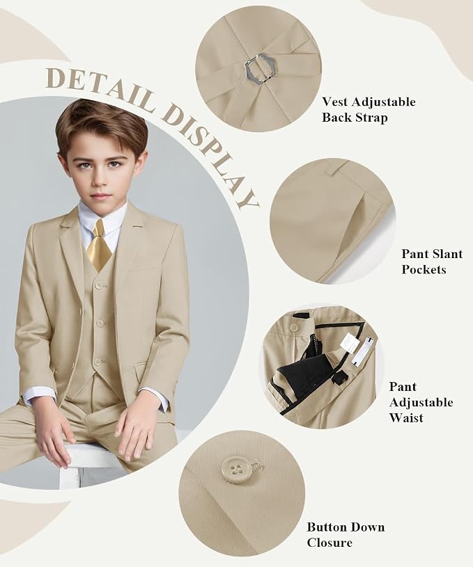 Visaccy Boys Suits Slim Fit Dress Clothes Ring Bearer Outfit - Image 2