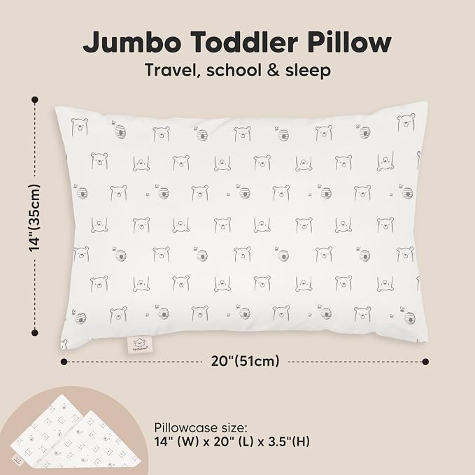 KeaBabies Toddler Pillow with Pillowcase, Jumbo 14X20 - Image 3