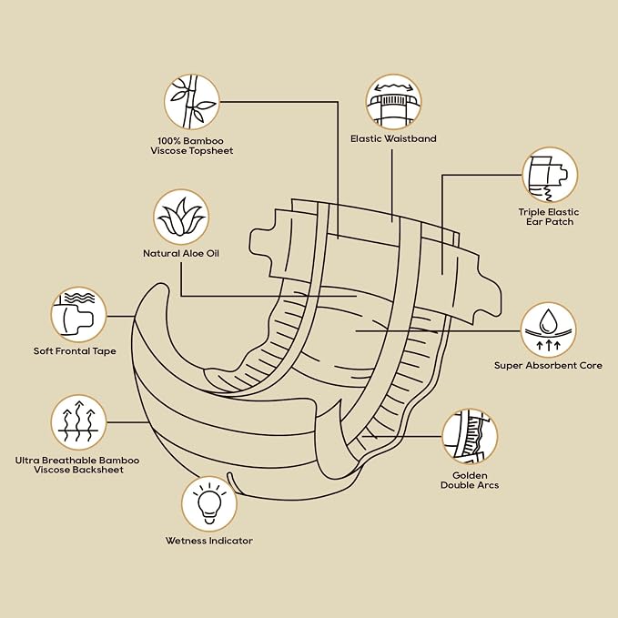 ECO BOOM Diapers, Viscose from Bamboo Diapers, Natural Soft Disposable Nappies - Image 3