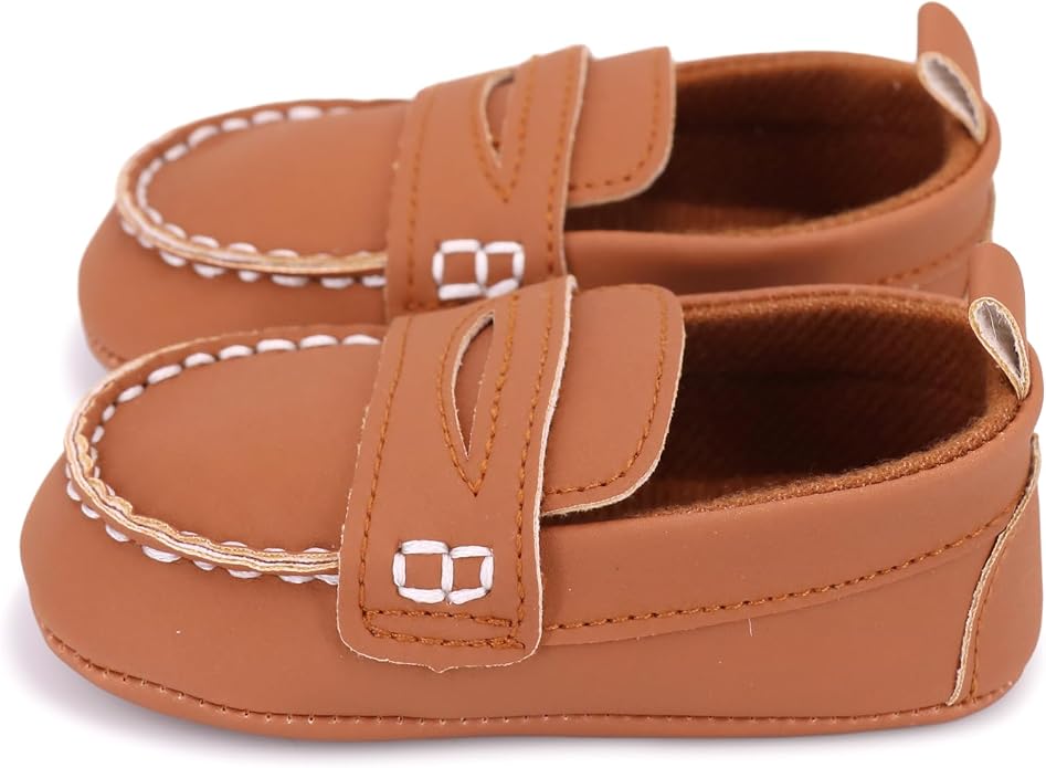 LONSOEN Baby Girls Boys Loafers Prewalker Dress Crib Shoes - Image 5