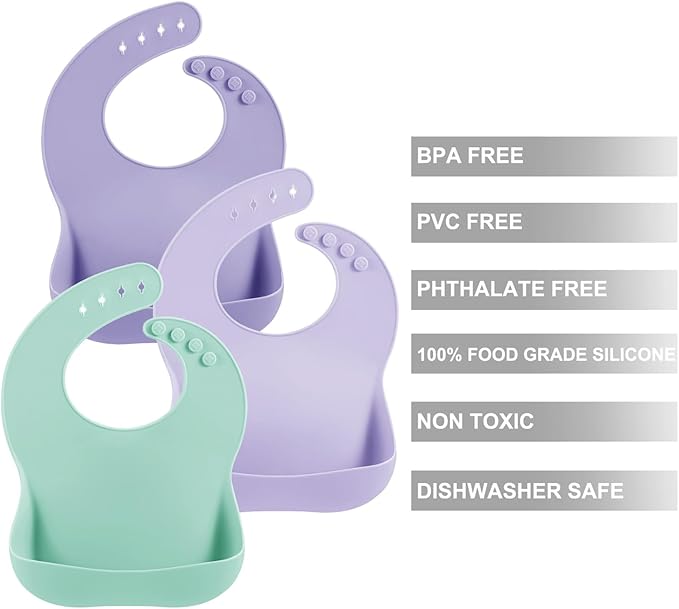 PandaEar 3 Pack Silicone Bibs for Boys Girls for Babies & Toddlers, Waterproof - Image 5