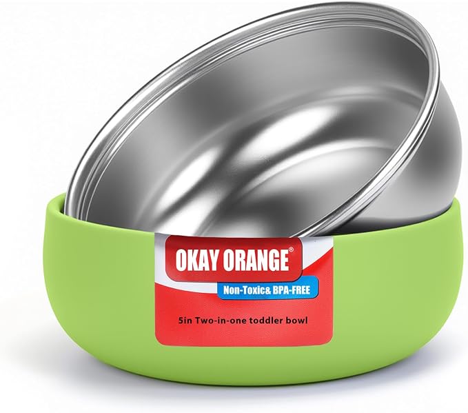 Non-Toxic Toddler Bowls with Non-Slip Base | Stainless Steel Baby Bowls by Unknown