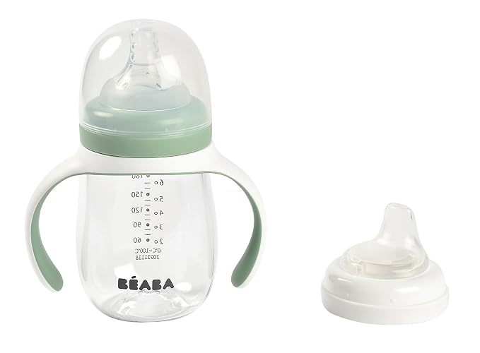 BEABA 2-in-1 Baby Bottle to Transition Sippy Cup, No Spill Sippy Cup, Includes - Image 3