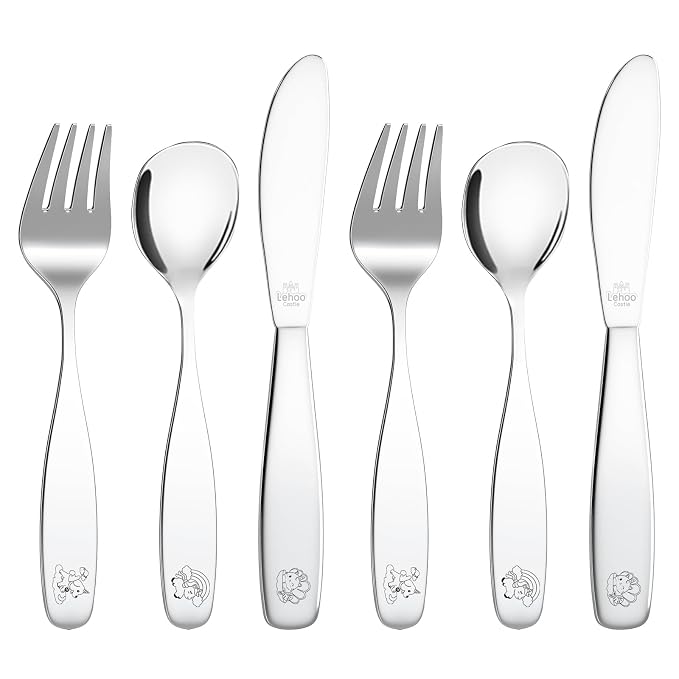 Lehoo Castle Toddler Utensils, Kids Silverware Set Stainless Steel, Metal by LehooCastle