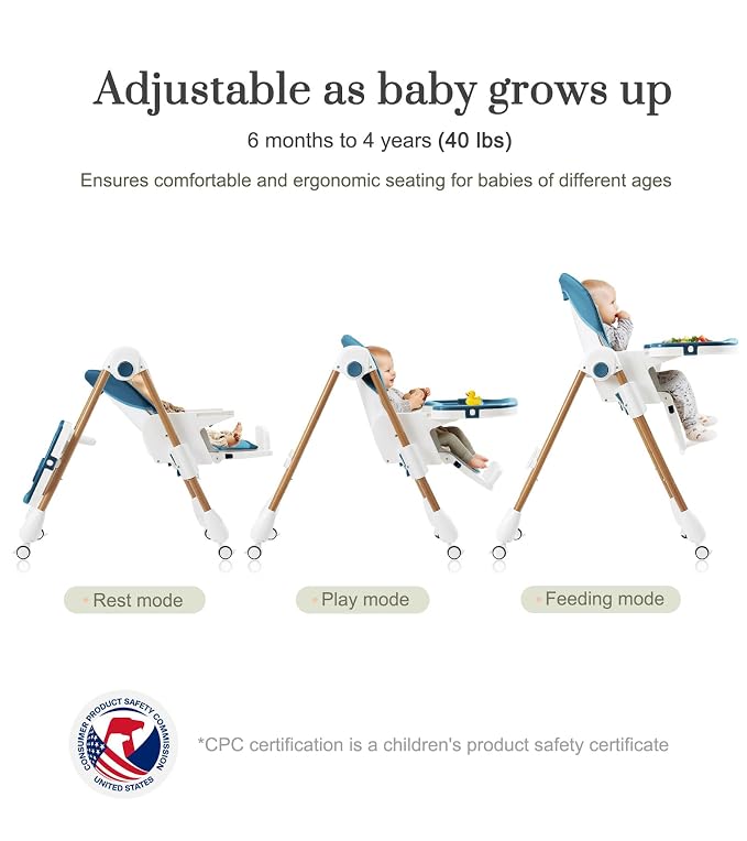Mallify Foldable High Chairs for Babies and Toddlers, 3-in-1 Convertible Baby - Image 6