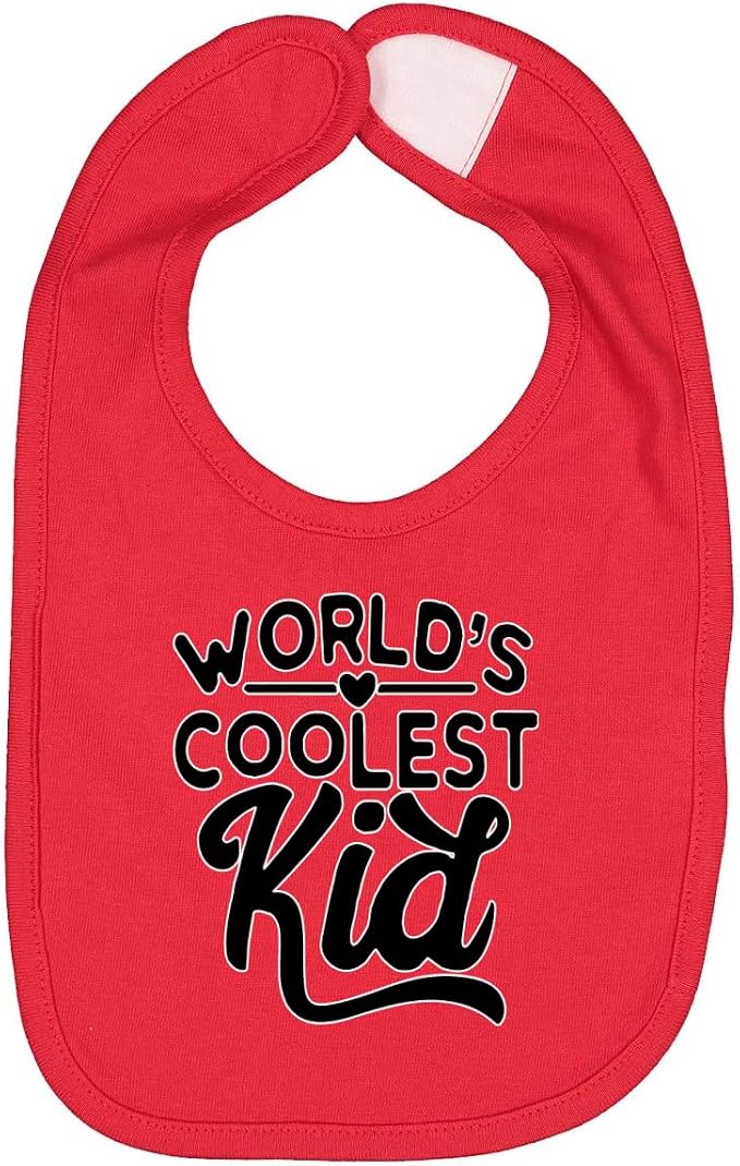 World's Coolest Kid Funny Cute Humor Infant Premium Jersey Baby Bib by WildBobby