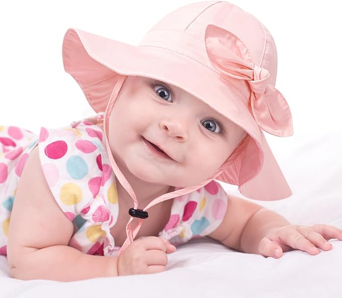 Baby Girl Sun Hat with UPF 50+ Outdoor Adjustable Beach Hat with Wide Brim - Image 2