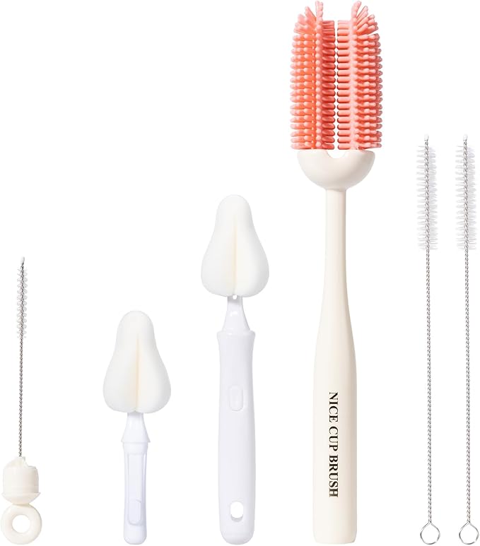 5-in-1 Baby Bottle Brush Kit, Silicone Bottle Brush by CAREBABYMORE