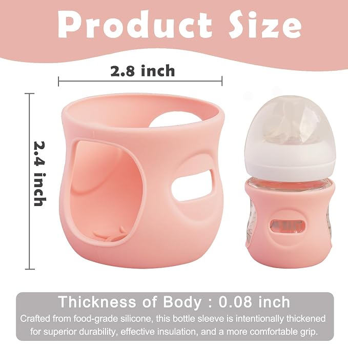4 Pack Silicone Sleeves for Avent Natural Glass Baby Bottles, Anti Breakage - Image 2