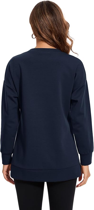 Smallshow Women's Nursing Tops Sweatshirt Long Sleeve Side Split Breastfeeding - Image 4