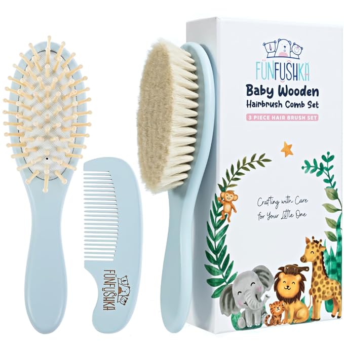 Baby Hair Brush Set for Newborns by FUNFUSHKA