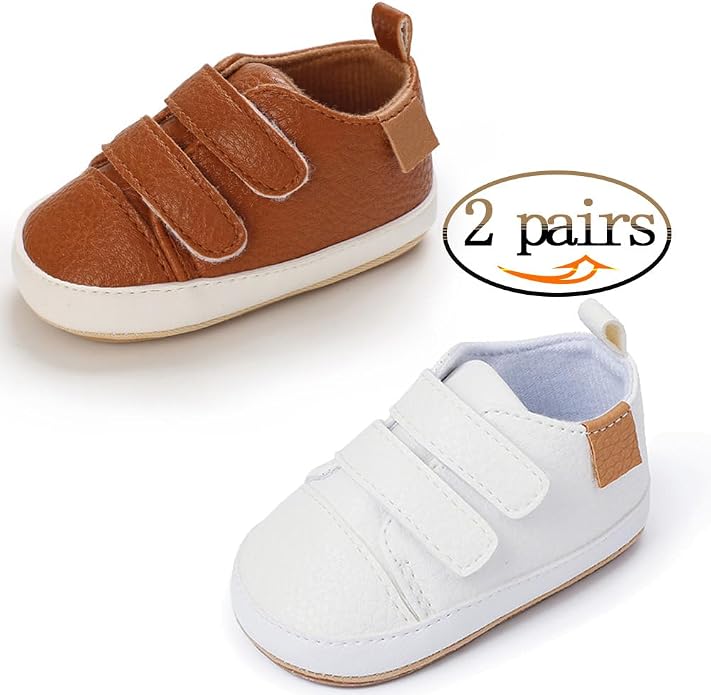 2Pairs Baby Shoes, Boys Girls Non-Slip Rubber Sole Sneakers, Unisex Infant Soft - Image 6