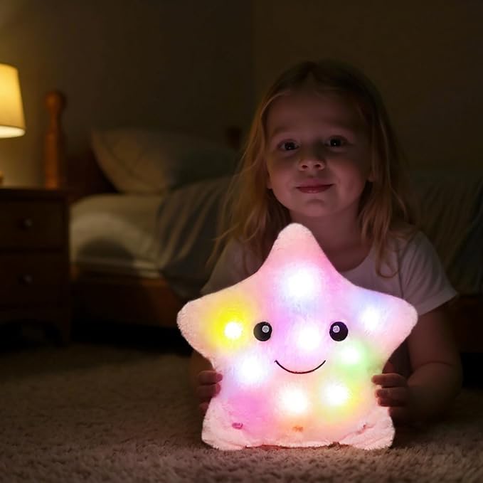 Cuteoy 13" Musical Pink Star Plush Pillow Glowing Twinkle Night Light Stuffed - Image 2