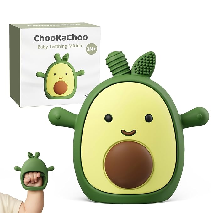 Baby Teething Toy Silicone Avocado Teething Mitten by ChooKaChoo