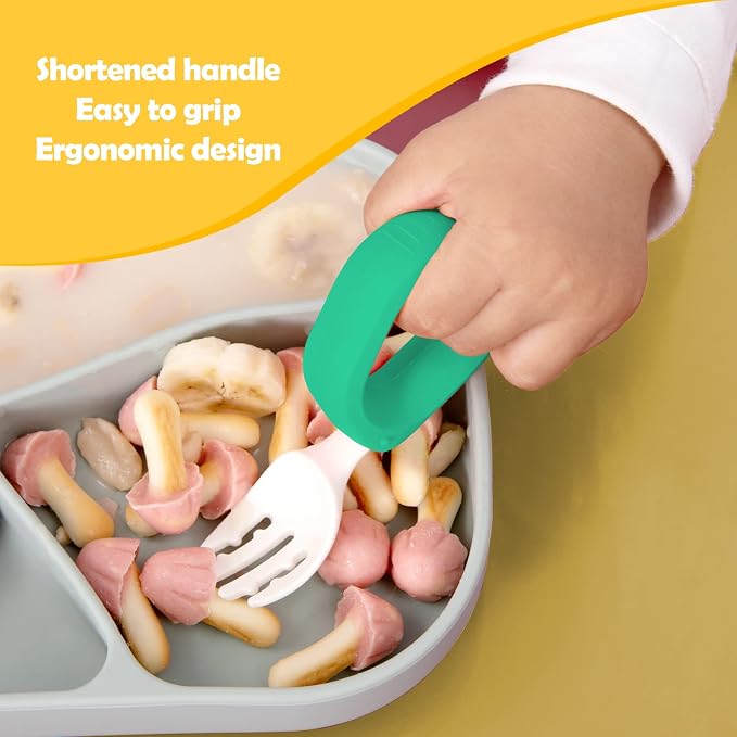 Baby Self Feeding Training Spoon and Fork Set - Image 4