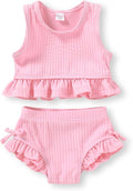 HAPPYMA Baby Swimsuit Toddler Girl Bathing Suit Summer Solid Color Bikini Set by FuntodressHappyChildhood