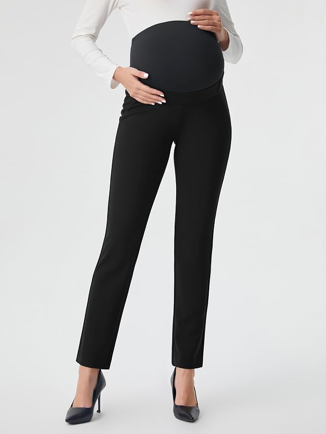 AFITNE Maternity Pants for Work Over The Belly Straight Leg Dress Slacks - Image 2