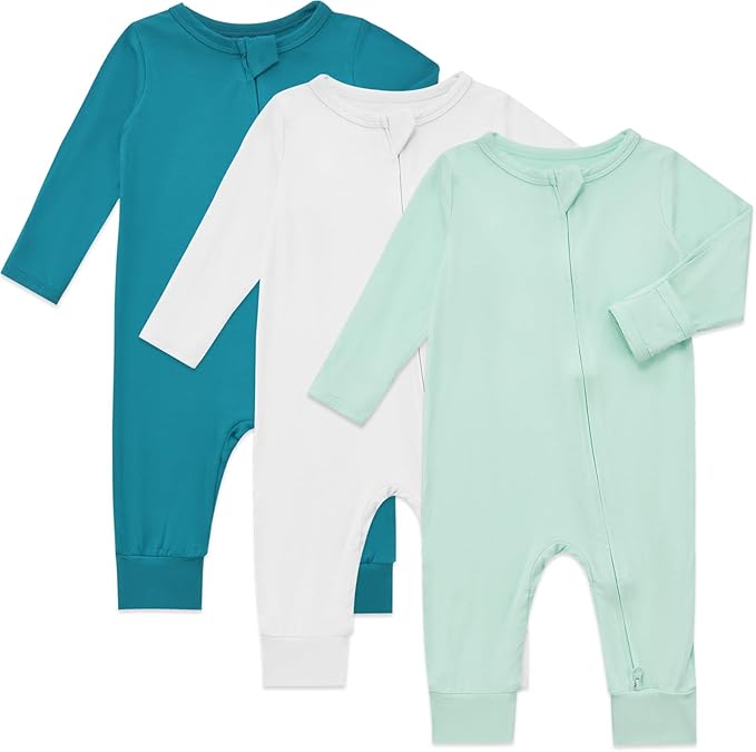 Aablexema Baby Footless Pajamas Rayon 3pcs Unisex Infant Zipper Romper by Aablexema