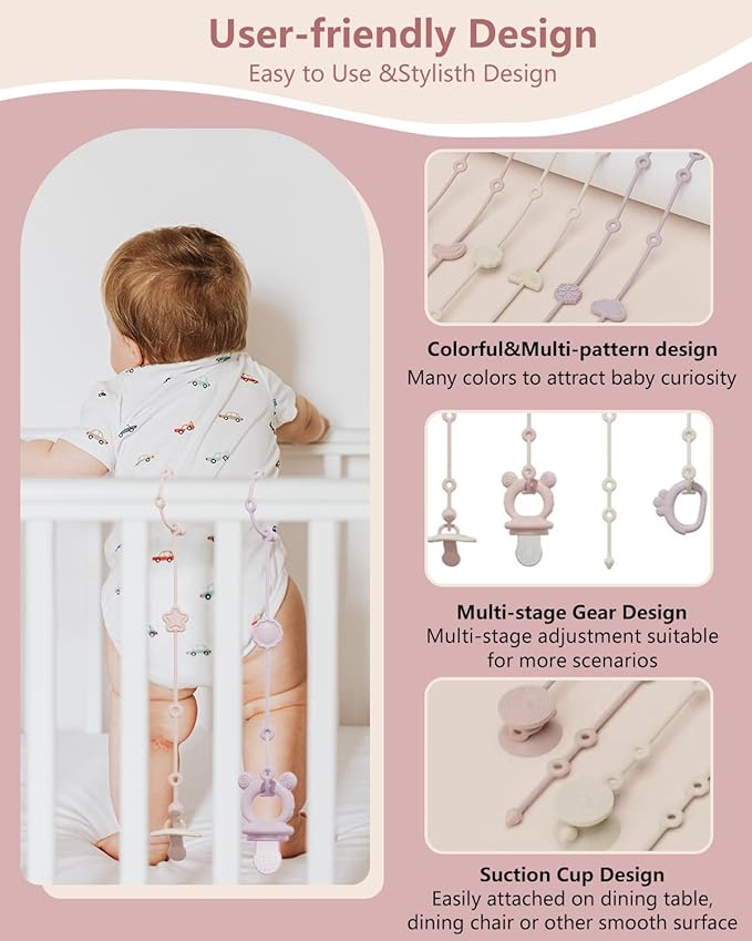 6 Pack Silicone Baby Toy Straps - Image 3