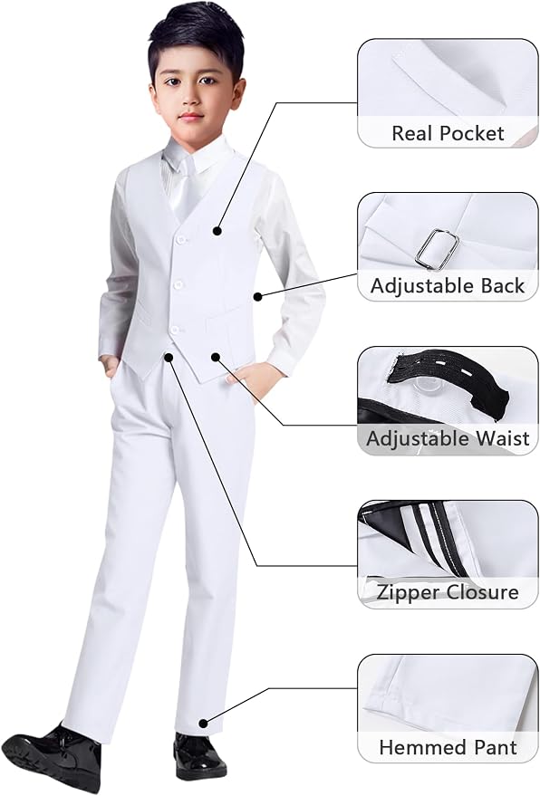 YuanLu Boys Suit for Kids Tuxedo Wedding Ring Bearer Outfit, 5 Piece Boy Slim - Image 4